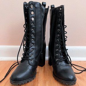 Dolce Vita Ayleen Black Lace-up Mid-calf Boot - Size 7.5